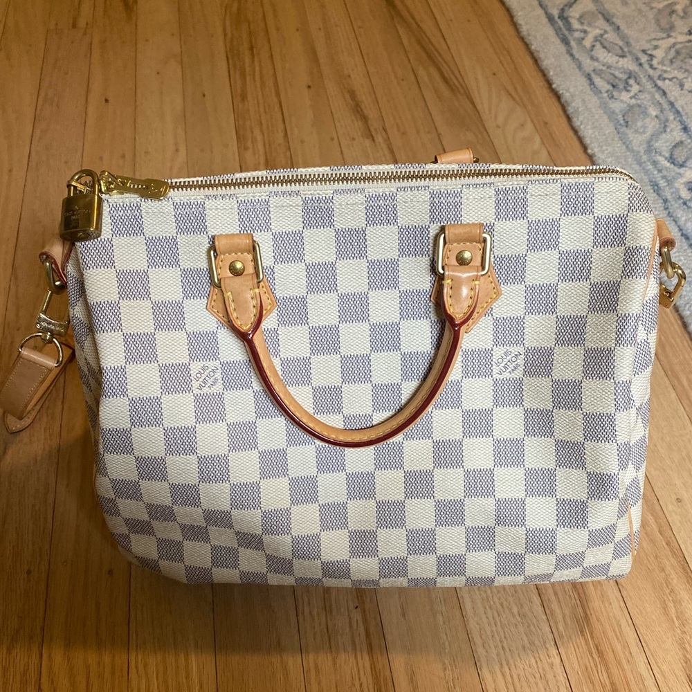 Authentic Louis Vuitton Damier Azur Speedy 25 Bag